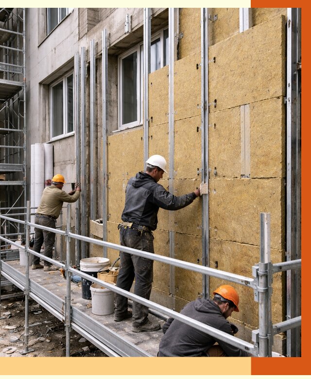 Утепление вентилируемого фасада в Химках от 5806 руб/м2 — монтаж и утепление вентфасад | ТепломастерХмк