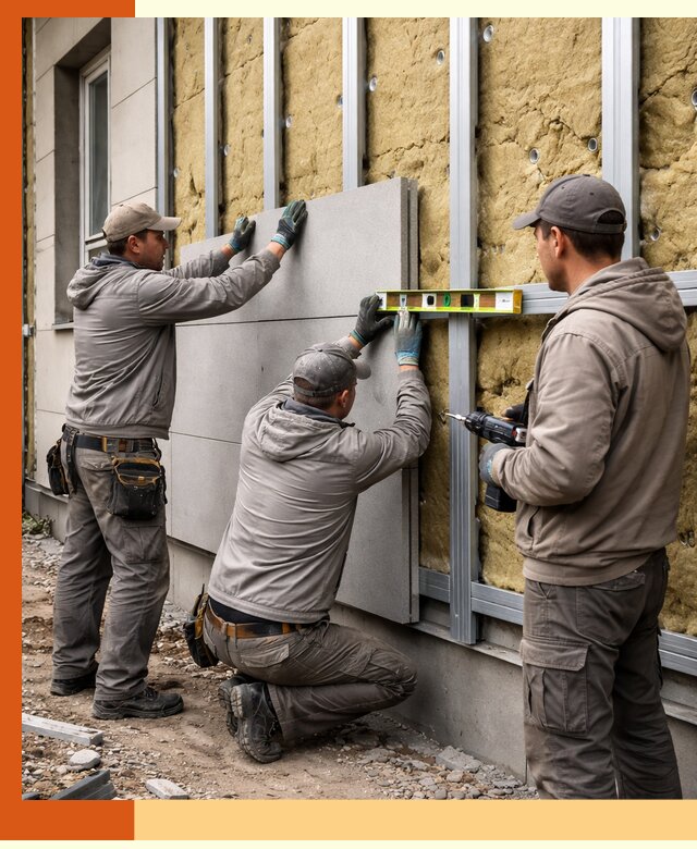 Утепление вентилируемого фасада под ключ в Химках